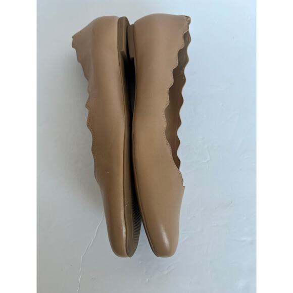 Copper Key Lovely Leather Beige Tan Scalloped Edge Ballet Flat Comfort Shoes 8 - Picture 5 of 8
